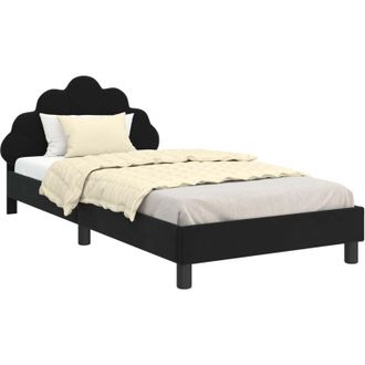 vidaXL Childrens Bed Frame with Headboard Black 90 x 190 cm Velvet vidaXL