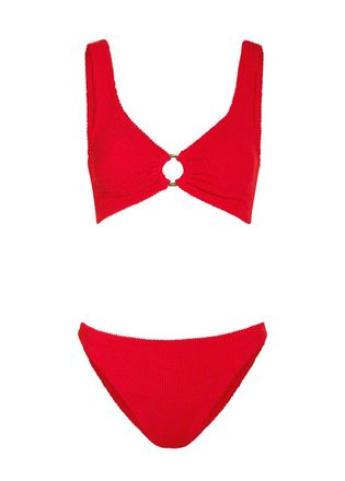 Hunza G Julia Gold-hoop Crinkle Bikini - Red - One Size