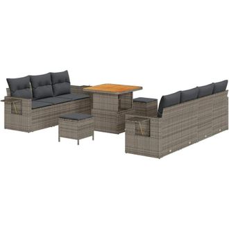 vidaXL Conjunto De Sof&aacute; De Jard&iacute;n Manual 10 Pcs Gris 80 X 80 X 71 Cm Vidaxl