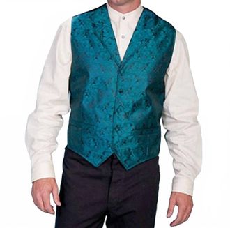 Scully Classic Paisley Vest In Teal