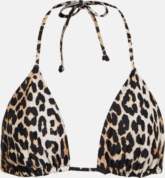 Ganni Leopard-print bikini top