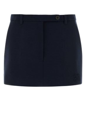 Miu Miu Navy Stretch Jersey Mini Skirt
