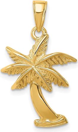 Diamond2Deal 14k Yellow Gold Palm Tree Pendant