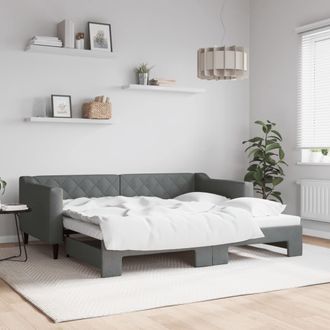 vidaXL Sof&aacute; Cama Nido Tela Gris Oscuro 90x190 Cm Vidaxl