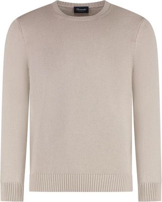 Drumohr Katoenen Sweater met Ronde Hals - Heren - Ronde hals truien - Beige - 3XL - Katoen - Truien & Vesten