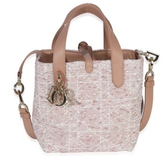 Dior Christian Dior Pink Rose Des Vents Tweed Small Toujours Vertical Tote