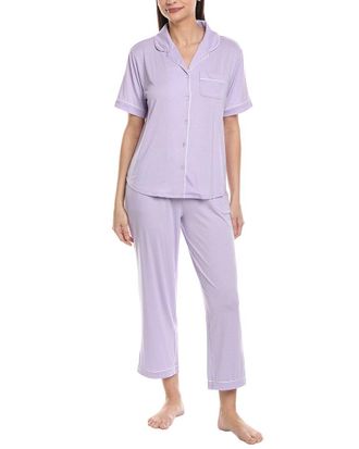 Flora Nikrooz 2pc Knit Notch Collar Capri Pajama Set