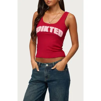 Edikted Girly Rib Tank in Burgundy at Nordstrom, Size X-Small