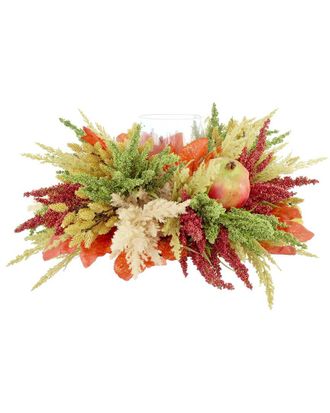 Creative Displays Inc. Handcrafted Fall Candleholder With Heather, Pampas & Pomegranates