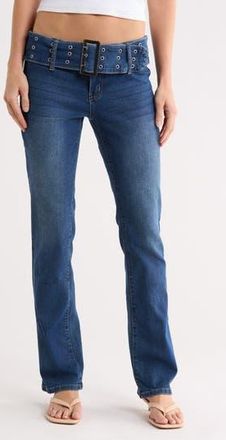 Madden Girl Grommet Belted Bootcut Jeans in True Blue at Nordstrom Rack, Size 11
