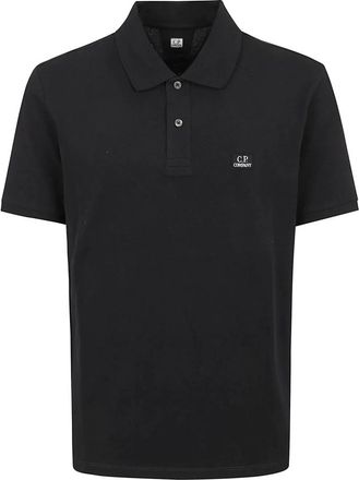 C.P. Company Stretch Piquet Polo met Korte Mouwen - Heren - Polos - Zwart - M - Tops