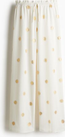 H&M Kordelzughose aus Crinkle-Jersey - White