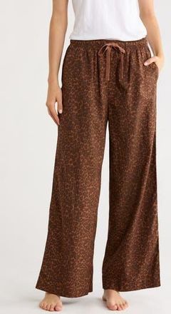Nordstrom Cotton Poplin Pajama Pants in Brown Simone Leopard at Nordstrom Rack, Size X-Small