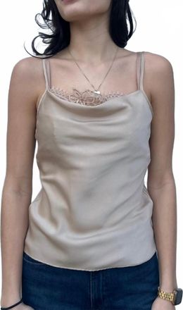 Suncoo Livia Silk Cami With Lace Insert In Greige