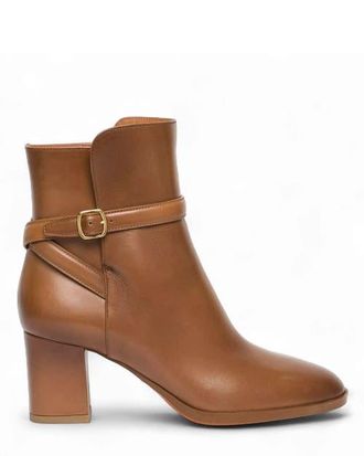 Santoni Womens Leather Mid-Heel Ankle Boot in Brown at Nordstrom, Size 8.5