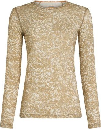 Icebreaker Merino 200 Oasis L/S Crewe Moss Bloom Aop Merinounterw&auml;sche f&uuml;r Damen | beige