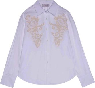 Ermanno Scervino Katoenen Poplin Shirt - Dames - Overhemden - Wit - M - Katoen - Overhemden