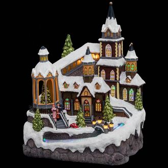 F&eacute;&eacute;ric Lights & Christmas Iglesia De Pueblo Iluminada Con R&iacute;o 8 Led - Atmosphera Cr&eacute;ateur DInt&eacute;rieur