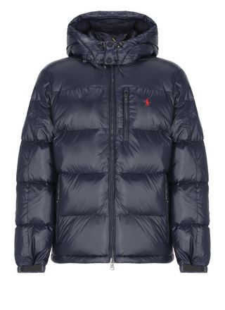 Polo Ralph Lauren Blue Quilted Nylon Removable Hood Down Jacket
