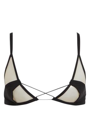 Rick Owens Intimo Bikini Top in Black /Natural at Nordstrom, Size X-Small