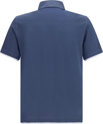 Brunello Cucinelli Mens Polo Shirt Short-Sleeve Cotton Denim-Pearl Denim/pearl T-shirts And Polos