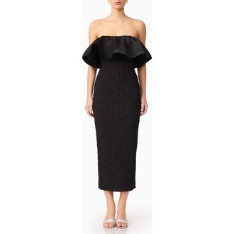 Elliatt Dandelione Strapless Body-Con Midi Dress in Black at Nordstrom Rack, Size Large
