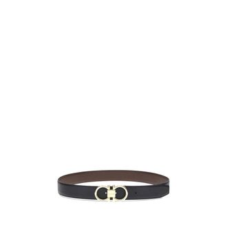 Ferragamo Reversible Calf Leather with Gancini Buckle Belt - Black