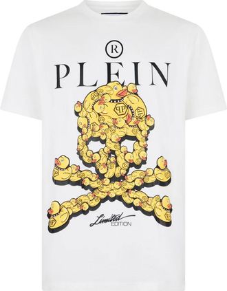 Philipp Plein Jersey T-Shirt Duck Skull - Heren - T-shirts - Wit - L - Tops