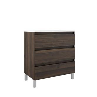 Saniclass Chaci PLUS Badkameronderkast - 80x86x46cm - 3 lades - Geintegreerde greep - MFC - noten (hout)