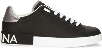 Dolce & Gabbana Schoenen, Heren, Zwart, 40 1/2 EU, Leer, Zwarte Logo Sneakers Hoge Kwaliteit Stijl