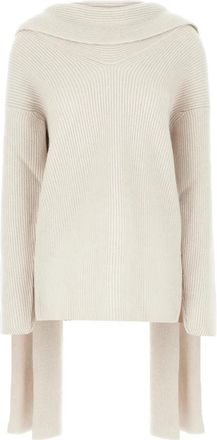 Niccol&ograve; Pasqualetti Mucchio Sweater with Scarf Neck - Dames - Ronde hals truien - Beige - S - Kasjmier - Truien & Vesten