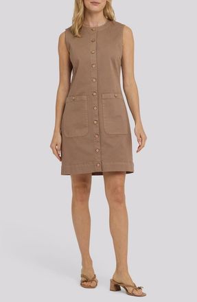 NYDJ Sleeveless Patch Pocket Cotton Blend Dress in Toasted Coconut at Nordstrom, Size Xx-Small
