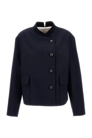 Sibel Saral Classic Blue Jacket With Front Zipper Closure