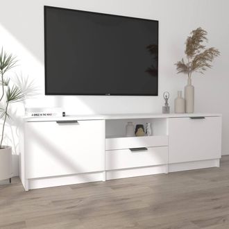Berkfield Home TV Cabinet White 140x35x40 cm Engineered Wood | Size: 140 x 35 x 40 cm