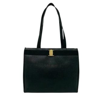 Ferragamo Pre-owned Shoulder Bags, female, Black, Size: ONE SIZE Pre-owned Vara Ribbon Leather Tote Bag