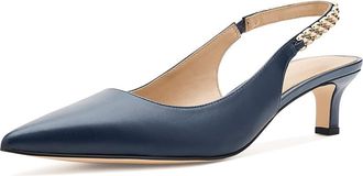 Michael Kors Marcia Kitten Sling Pumps Womens Shoes Dress Blues : 7.5 M, Leather