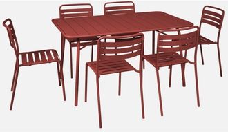 Sweeek Mesa De Jard&iacute;n Plegable De Metal Con 6 Sillas