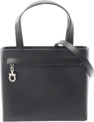 Ferragamo Pre-owned Gancini Leren Handtas - Dames - Vintage Shopper - Zwart - ONE Size - Leer - Vintage