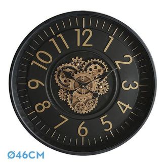 Fabrilamp Fabrilamp - Reloj De Pared Lacio Oro Negro 46x46x8 Cm Engranajes Con Movimiento