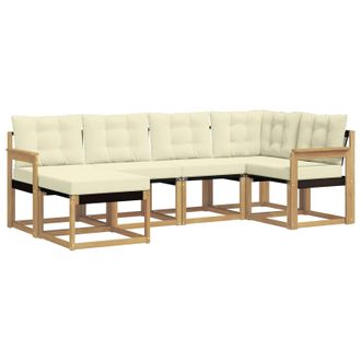 vidaXL Conjunto De Sof&aacute;s De Exterior Con Coj&iacute;n 6 Pcs Blanco Y Crema Vidaxl