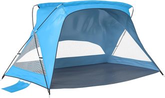 OUTSUNNY Tienda De Playa Plegable Para 2-3 Personas Con Sacos De Arena, Puerta, Ventanas, Upf30+, Bolsa De Transporte Y Bolsillo, Azul Cielo
