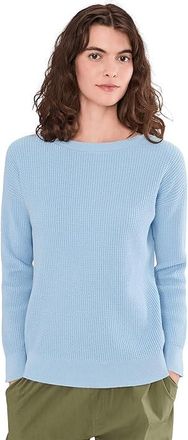 L.L.Bean Sunwashed Waffle Pullover Sweater Womens Sweatshirt Seaboard Blue : 2XL, Cotton