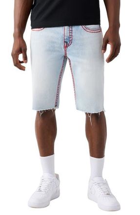True Religion Ricky Super T Flap Cutoff Denim Shorts in Coastline Ash Light Wash at Nordstrom, Size 32
