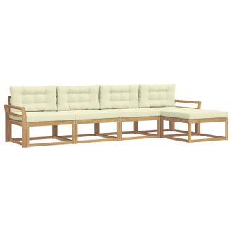 vidaXL Conjunto De Sof&aacute;s De Exterior 4 Pcs Blanco Y Crema Poli&eacute;ster Vidaxl
