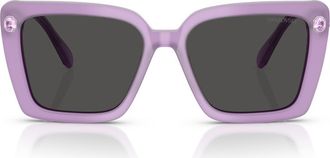 Swarovski 55mm Square Sunglasses in Milky Lilac/Dark Grey at Nordstrom