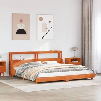 vidaXL Vidaxl - Cama Sin Colch&oacute;n Madera Maciza De Pino Marr&oacute;n Cera 200x200 Cm