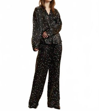 Cynthia Rowley Silk Lounge Shirt In Black-Multi