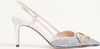 Valentino Garavani VLogo Signature Metallic Tweed Slingback Pump 80mm Wo