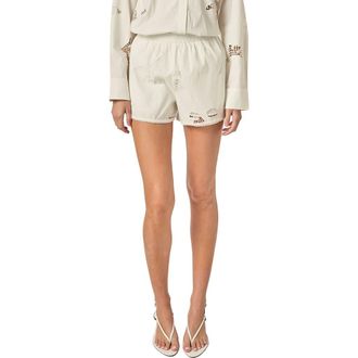 English Factory Embroidered Cotton Poplin Shorts in Off White at Nordstrom, Size X-Small