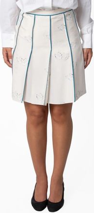 Burberry Silk Swan Pleated Skirt, Brand Size 12 ( US Size 10 )